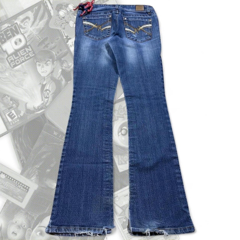 Vintage Y2K Distressed LEI L.E.I Light Wash Low Rise Bootcut Flared Denim Jeans